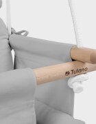 Tulano Leagan textil din lemn pentru copii Hop 30 Grey cu centura de sigurantaspatarsezut moale cu husa din bumbac utilizare interiorexterior greutate admisa 60 kg