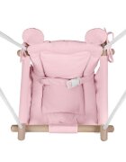 Tulano Leagan textil din lemn pentru copii Hop 30 Pink cu centura de sigurantaspatarsezut moale cu husa din bumbac utilizare interiorexterior greutate admisa 60 kg