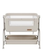 Tulano Patut Co-sleeper 3-in-1 50 Dream Beige pliabil inaltime reglabila functie anti-reflux saltea si plasa insecte incluse roti cu blocare fixare pat parinti cu centuri de ancorare material textil premium