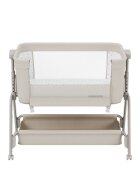 Tulano Patut Co-sleeper 3-in-1 50 Dream Beige pliabil inaltime reglabila functie anti-reflux saltea si plasa insecte incluse roti cu blocare fixare pat parinti cu centuri de ancorare material textil premium