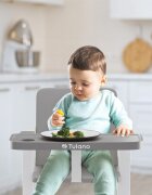 Tulano Scaun de masa copii Morsel 25 GreyWhite pliabil ultra compact 9cm tavita reglabila centuri de siguranta greutate admisa 15 kg