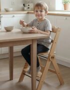 Tulano Scaun de masa copii multifunctional 4-in-1 Morsel 45 Natural structura din lemn rezistentpliabil9 nivele de inaltime tavita dublarecomandat 6luni-12 anigreutate admisa 40 kg