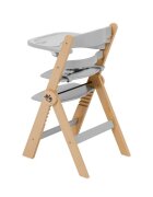 Tulano Scaun de masa copii multifunctional 4-in-1 Morsel 45 NaturalGrey structura din lemn rezistentpliabil9 nivele de inaltime tavita dublarecomandat 6luni-12 anigreutate admisa 40 kg