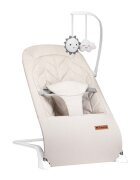 Tulano Sezlong balansoar pentru bebelusi Moon 10 Beige cu centura de sigurantabara cu jucariibaza antiderapantapana la 9 kgpliere compacta
