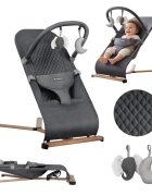 Tulano Sezlong balansoar pentru bebelusi Moon 30 Graphite cu spatar reglabil in 4 pozitiicentura de sigurantasezut anatomicbara cu jucariipliere compactabaza antiderapantatapiterie UltraSoft