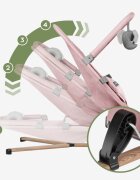 Tulano Sezlong balansoar pentru bebelusi Moon 30 Pink cu spatar reglabil in 4 pozitiicentura de sigurantasezut anatomicbara cu jucariipliere compactabaza antiderapantatapiterie UltraSoft