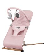 Tulano Sezlong balansoar pentru bebelusi Moon 30 Pink cu spatar reglabil in 4 pozitiicentura de sigurantasezut anatomicbara cu jucariipliere compactabaza antiderapantatapiterie UltraSoft