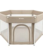 Tulano Tarc de joaca pliabil pentru copii Cozy 30 Beige utilizare interiorexterior usa cu fermoarpereti din plasa respirabila geanta transport
