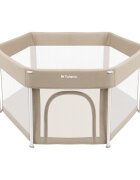 Tulano Tarc de joaca pliabil pentru copii Cozy 30 Beige utilizare interiorexterior usa cu fermoarpereti din plasa respirabila geanta transport