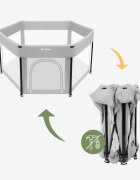 Tulano Tarc de joaca pliabil pentru copii Cozy 30 Grey utilizare interiorexterior usa cu fermoarpereti din plasa respirabila geanta transport