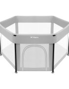 Tulano Tarc de joaca pliabil pentru copii Cozy 30 Grey utilizare interiorexterior usa cu fermoarpereti din plasa respirabila geanta transport
