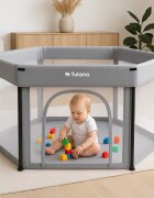 Tulano Tarc de joaca pliabil pentru copii Cozy 30 Grey utilizare interiorexterior usa cu fermoarpereti din plasa respirabila geanta transport