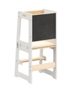 Tulano Turn de invatare multifunctional 3-in-1 Mooby 35 WhiteNatural cu structura rezistenta din MDF laminatmargini rotunjitetabla de desen integratabariera de sigurantagreutate admisa 60 kg