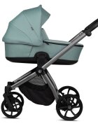 Tutis Carucior 2 in 1 Mio 3+ Turquoise 243 din piele sezut reversibil amortizoare duble maner reglabil accesorii incluse