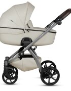 Tutis Carucior 2 in 1 Uno 5+ Black Sesame 168 din piele ecologica sezut reversibil spatar reglabil roti cu blocare bara detasabila accesorii incluse