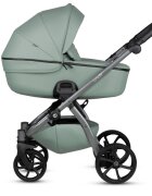 Tutis Carucior 2 in 1 Uno 5+ Sage 039 din piele ecologica sezut reversibil spatar reglabil roti cu blocare bara detasabila accesorii incluse