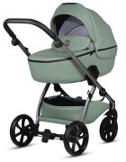 Tutis Carucior 2 in 1 Uno 5+ Sage 039 din piele ecologica sezut reversibil spatar reglabil roti cu blocare bara detasabila accesorii incluse