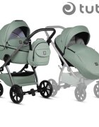 Tutis Carucior 2 in 1 Uno 5+ Sage 039 din piele ecologica sezut reversibil spatar reglabil roti cu blocare bara detasabila accesorii incluse