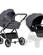 Tutis Carucior 2 in 1 Uno 6+ Antracite 169 sezut reversibil spatar reglabil cadru din aluminiu amortizoare roti cu blocare greutate admisa 22 kg