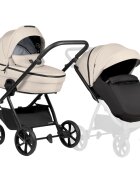 Tutis Carucior 2 in 1 Uno 6+ Beige 180 sezut reversibil spatar reglabil cadru din aluminiu amortizoare roti cu blocare greutate admisa 22 kg