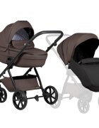 Tutis Carucior 2 in 1 Uno 6+ Cioccolata 177 din piele sezut reversibil spatar reglabil cadru din aluminiu amortizoare roti cu blocare greutate admisa 22 kg