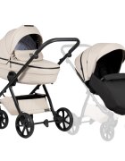 Tutis Carucior 2 in 1 Uno 6+ Latte 151 din piele sezut reversibil spatar reglabil cadru din aluminiu amortizoare roti cu blocare greutate admisa 22 kg