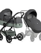 Tutis Carucior 2 in 1 Viva 5+ Sage 039 din piele ecologica sezut reversibil spatar reglabil roti cu blocare bara detasabila accesorii incluse