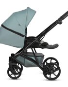 Tutis Carucior 2 in 1 Viva 5+ Turquoise 063 din piele ecologica sezut reversibil spatar reglabil roti cu blocare bara detasabila accesorii incluse