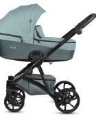 Tutis Carucior 2 in 1 Viva 5+ Turquoise 063 din piele ecologica sezut reversibil spatar reglabil roti cu blocare bara detasabila accesorii incluse