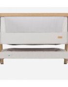 Tutti Bambini Patut 2 in 1 co-sleeper CoZee Oak Sterling Silver reglabil pe inaltime pozitie anti-reflux spatiu depozitare saltea si geanta de transport incluse