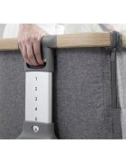 Tutti Bambini Patut 2 in 1 co-sleeper CoZee Oak Sterling Silver reglabil pe inaltime pozitie anti-reflux spatiu depozitare saltea si geanta de transport incluse