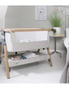 Tutti Bambini Patut 2 in 1 co-sleeper CoZee Oak Sterling Silver reglabil pe inaltime pozitie anti-reflux spatiu depozitare saltea si geanta de transport incluse