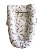 TWINDECO Baby Nest cu manere din bumbac organic Alb cu frunze maro