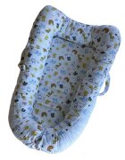 TWINDECO Baby Nest din bumbac organic cu doua fete si manere Alb Desene