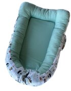 TWINDECO Baby Nest din bumbac organic cu doua fete si manere Casute Mint