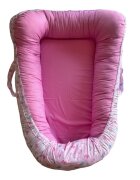 TWINDECO Baby Nest din bumbac organic cu doua fete si manere Roz cu unicorni