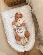 TWINDECO Baby Nest din bumbac organic cu volanase Alb