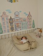 TWINDECO Baby Nest din bumbac organic cu volanase Bej