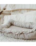 TWINDECO Baby Nest din bumbac organic cu volanase Grej