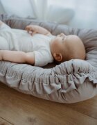 TWINDECO Baby Nest din bumbac organic cu volanase Grej