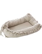 TWINDECO Baby Nest din bumbac organic cu volanase Grej