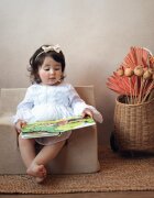 TWINDECO Fotoliu pentru copii Bej cu husa din catifea