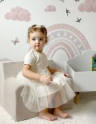 TWINDECO Fotoliu pentru copii Bej cu husa din catifea