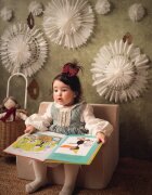 TWINDECO Fotoliu pentru copii Bej cu husa din catifea