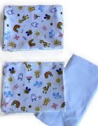 TWINDECO Lenjerie cu 3 piese din bumbac organic pentru patut 120x60 cm Alb cu desene