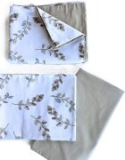 TWINDECO Lenjerie cu 3 piese din bumbac organic pentru patut 120x60 cm Alb cu frunze maro