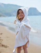 TWINDECO Prosop de baie cu gluga si urechi pentru copii 100x100 cm din bumbac Crem