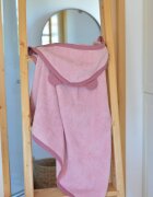 TWINDECO Prosop de baie cu gluga si urechi pentru copii 100x100 cm din bumbac Rose