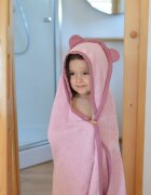 TWINDECO Prosop de baie cu gluga si urechi pentru copii 100x100 cm din bumbac Rose