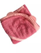 TWINDECO Prosop de baie cu gluga si urechi pentru copii 100x100 cm din bumbac Roz antic